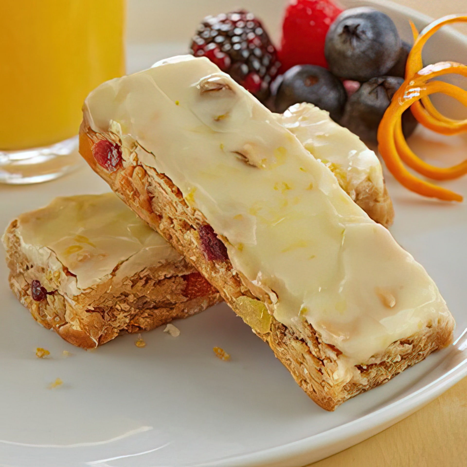 Peanut Butter Chip Fruit Bars with Orange Glaze