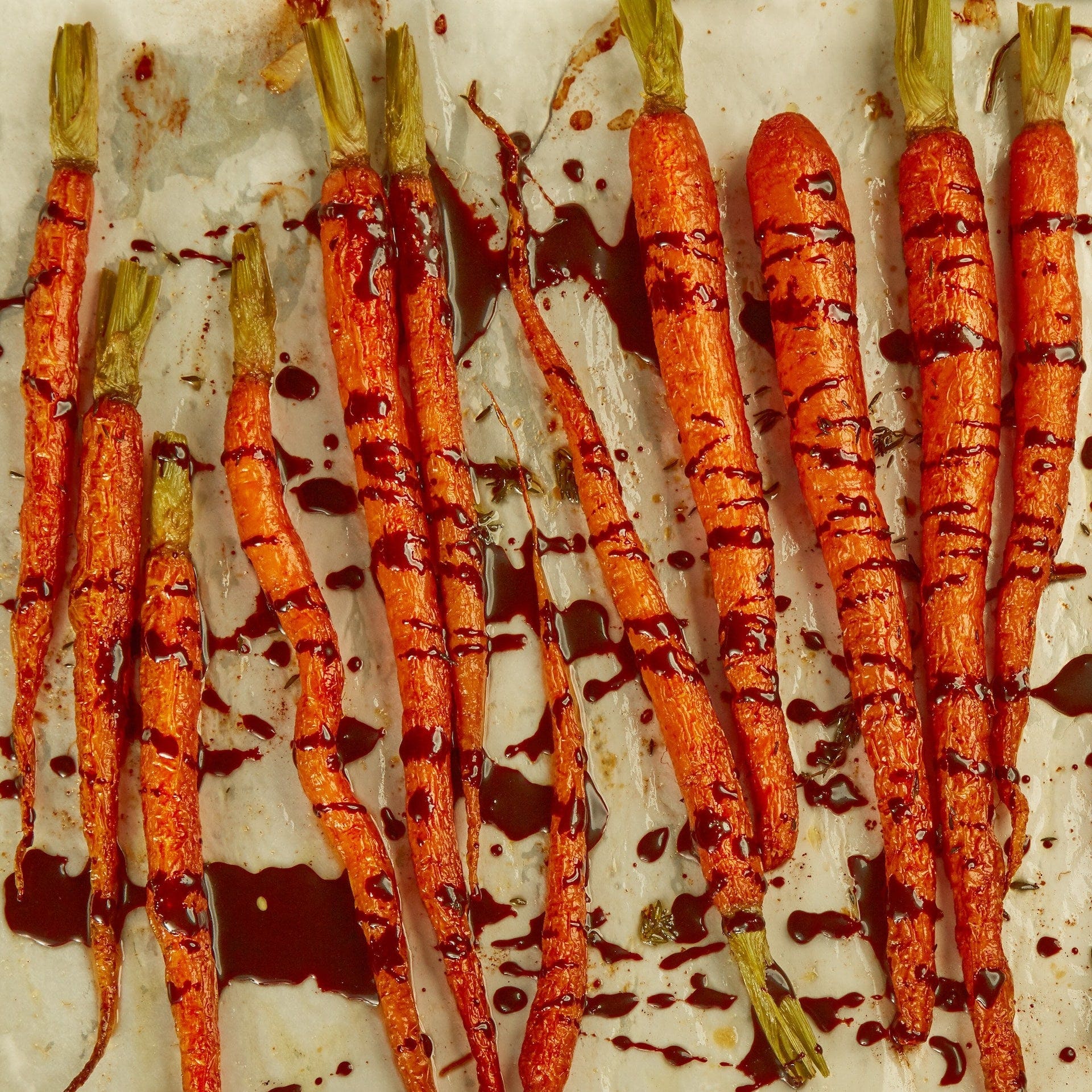 Roasted Carrots with Chocolate Balsamic Reduction