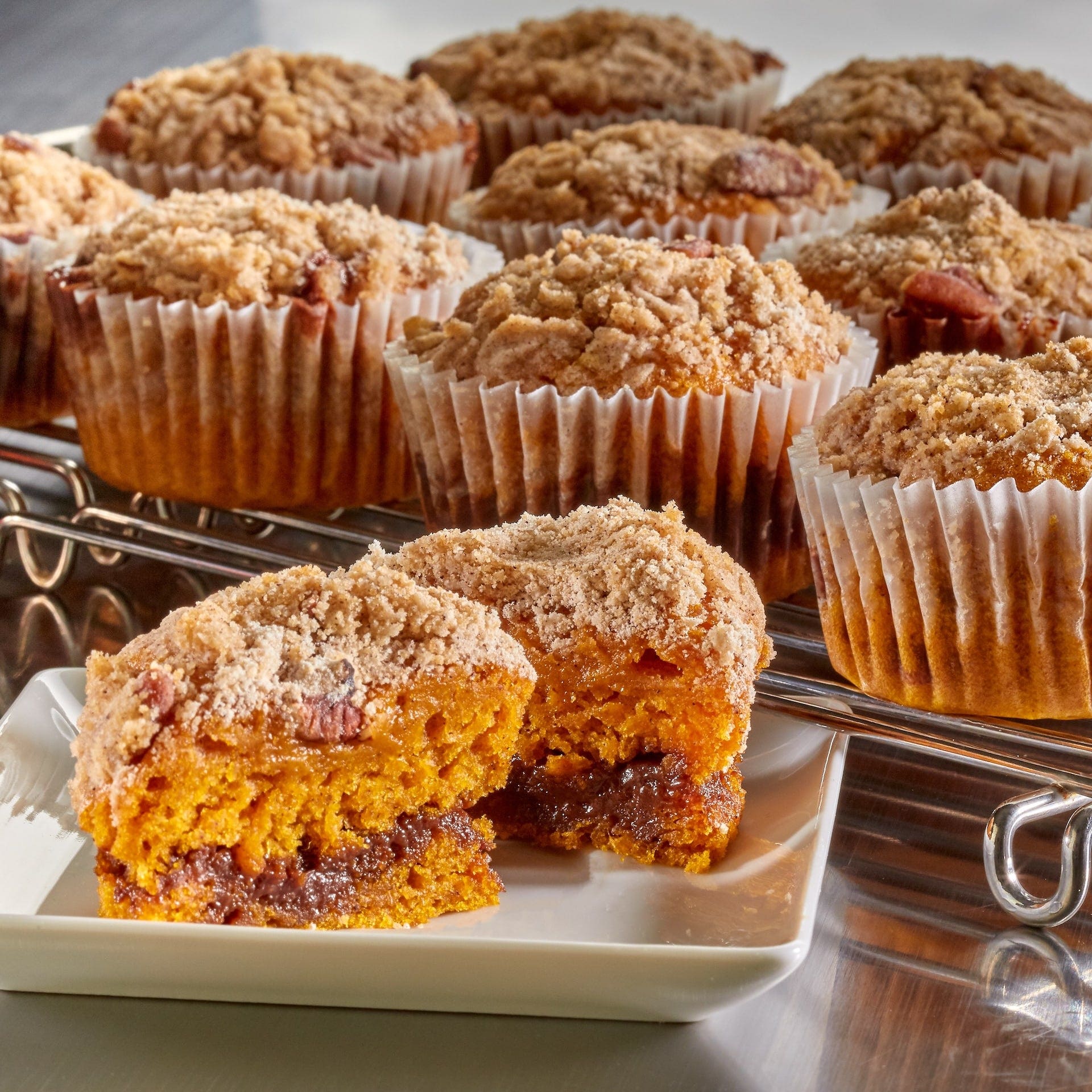 Fudge-Filled Pumpkin Muffins