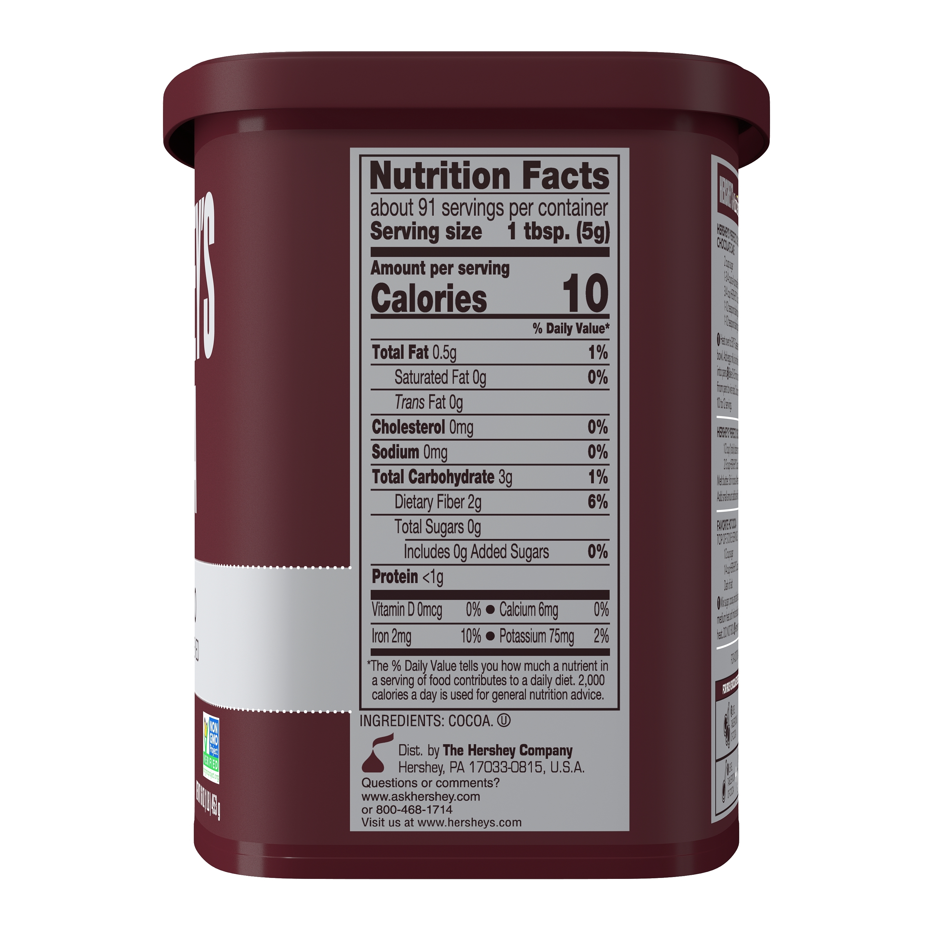 HERSHEY'S Cocoa, Natural Unsweetened, 1 lb, 12 ct