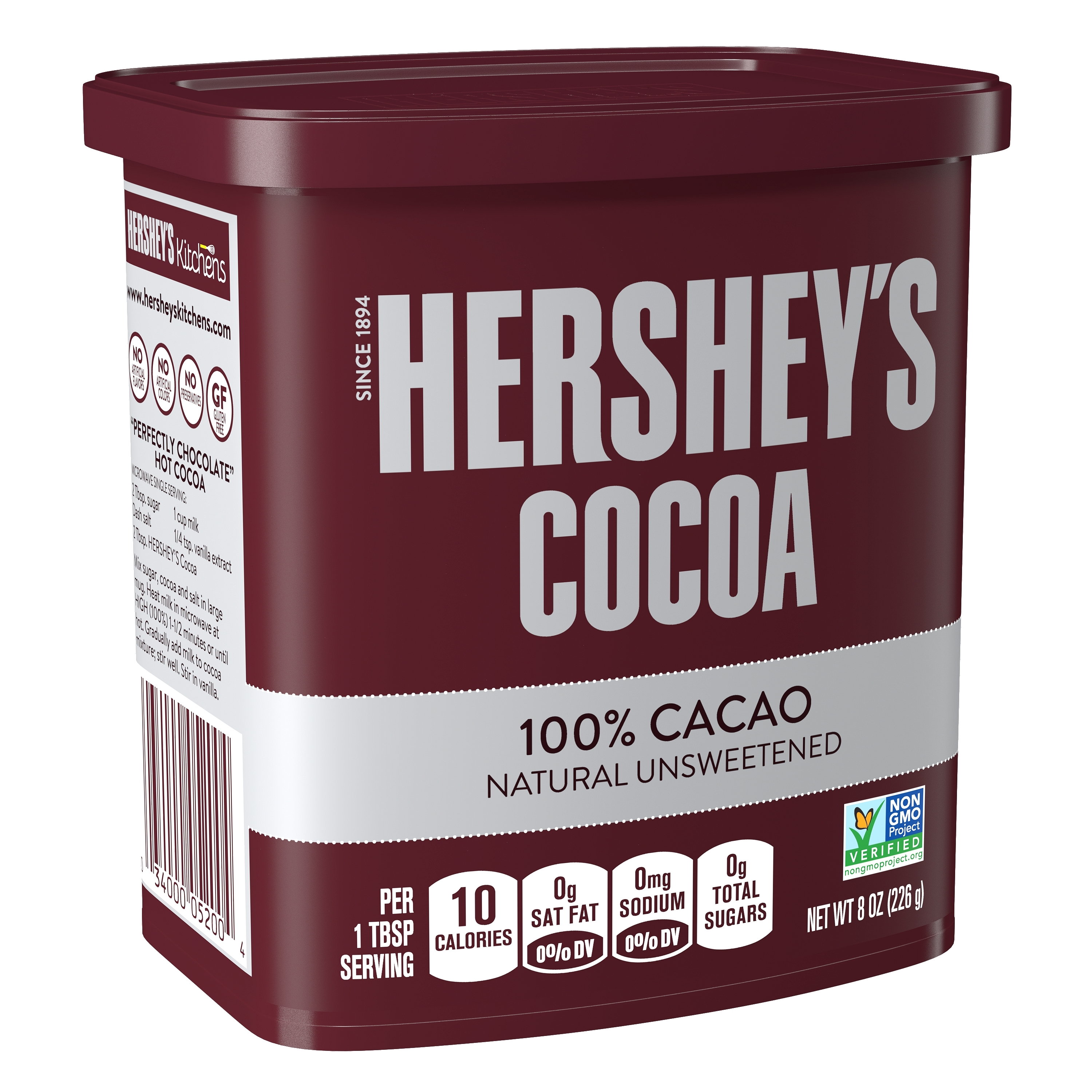 HERSHEY'S Cocoa, Natural Unsweetened, 8 oz., 12 ct