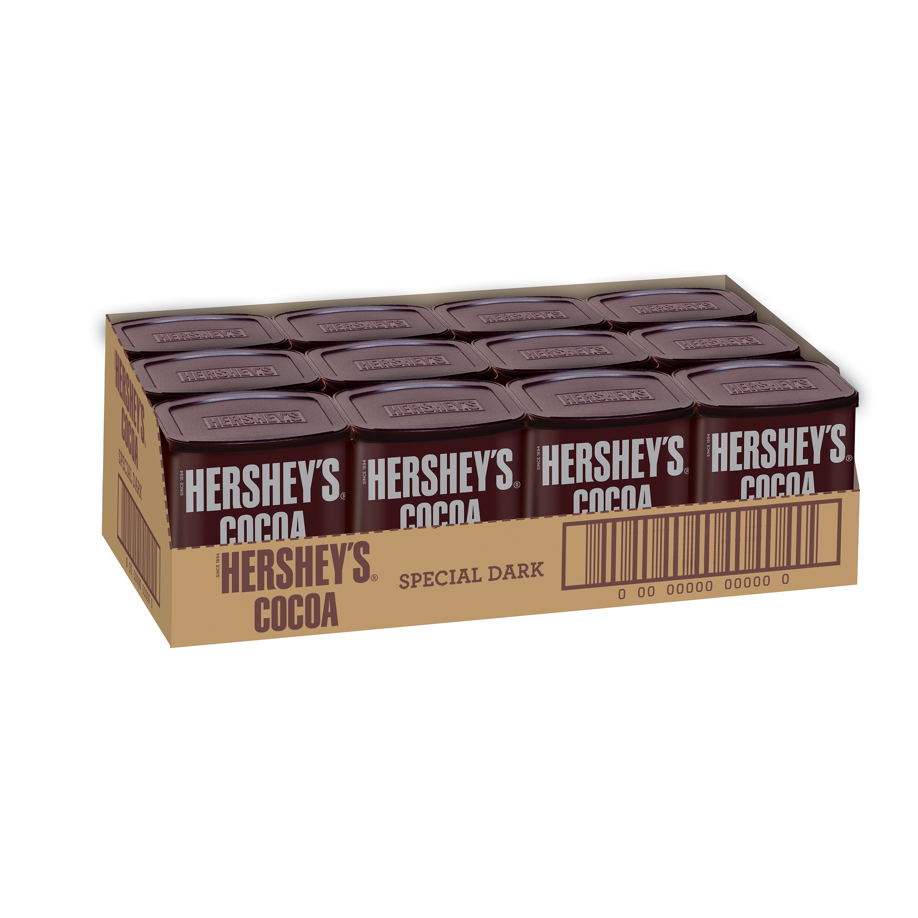 HERSHEY'S Cocoa, Natural Unsweetened, 8 oz., 12 ct