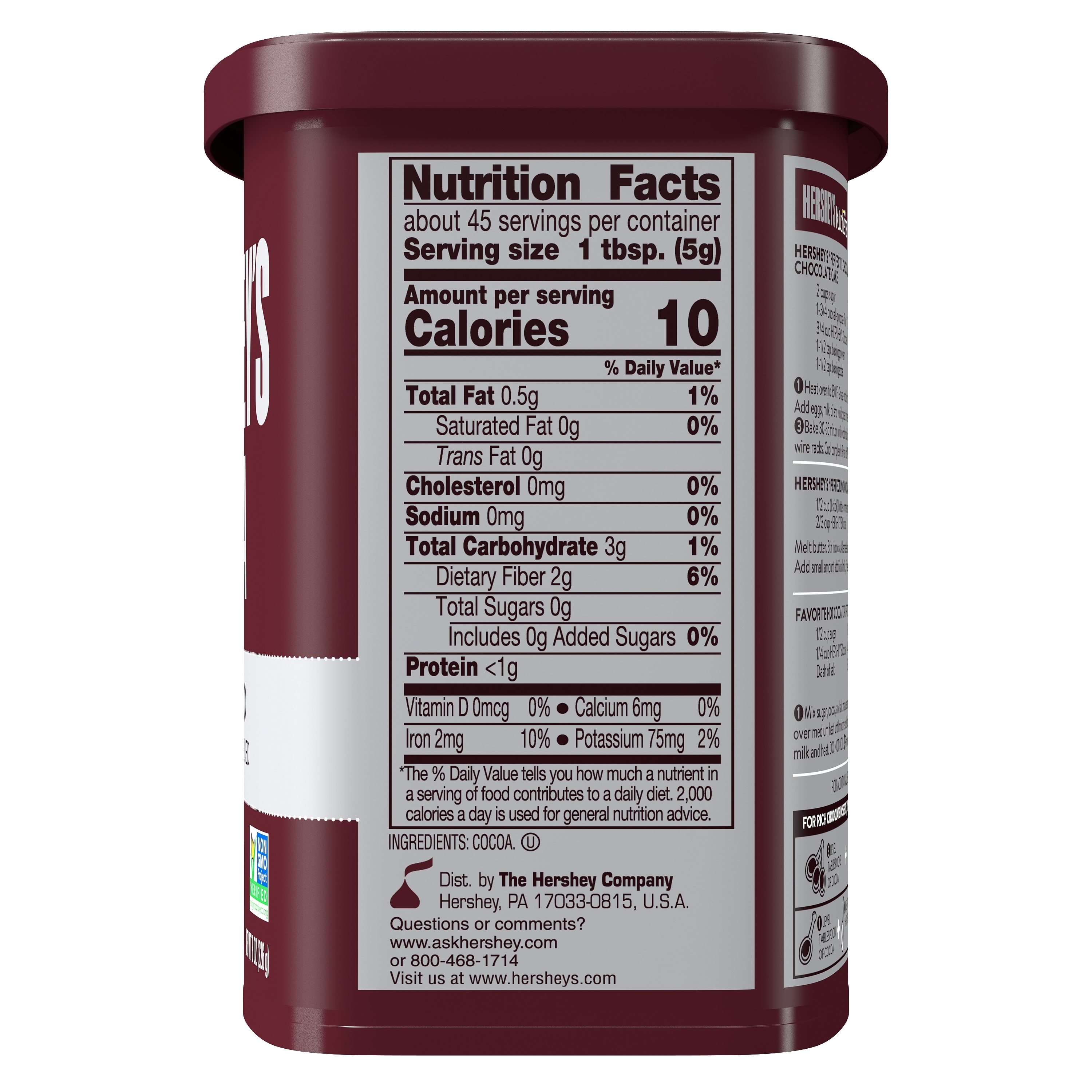 HERSHEY'S Cocoa, Natural Unsweetened, 8 oz., 12 ct