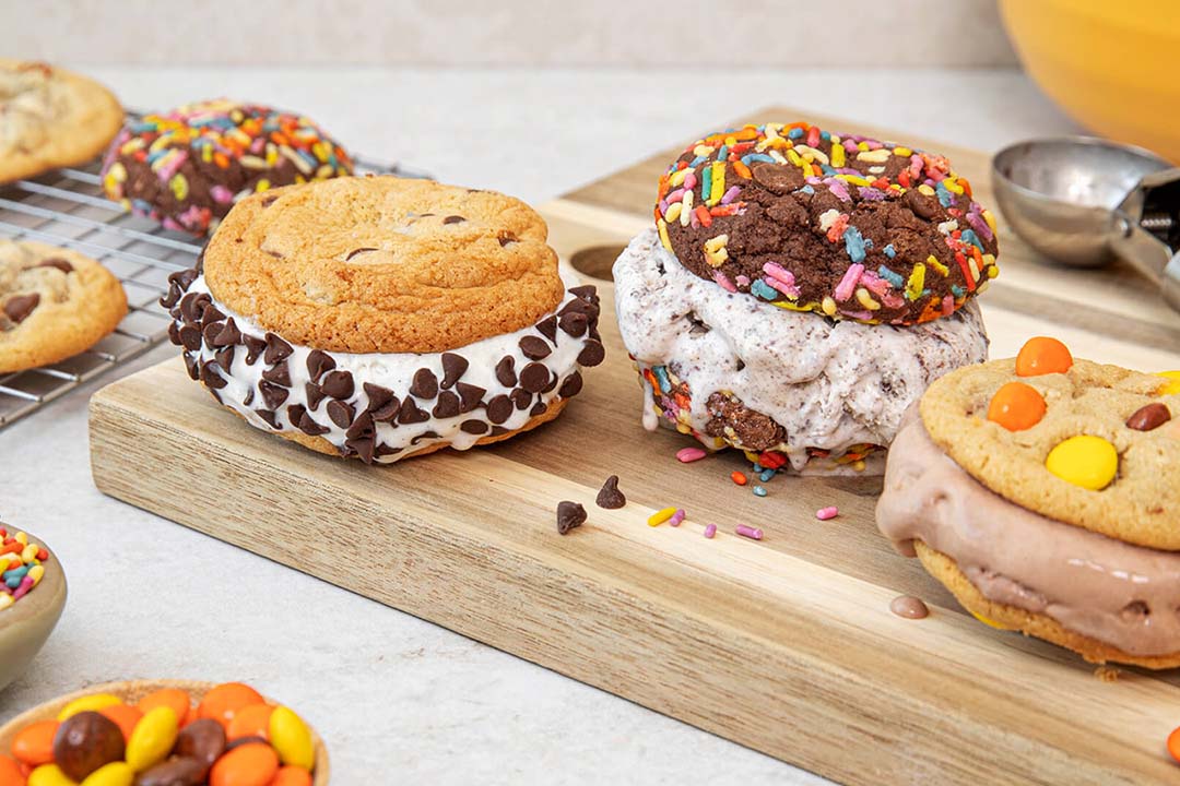 tray of homemade ice cream sandwiches ready to serve