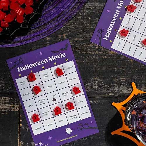 halloween movie bingo cards with twizzlers ghosts as markers